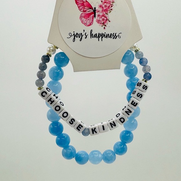 Choose Kindness Aqua Blue Beaded Bracelets - Picture 1 of 5